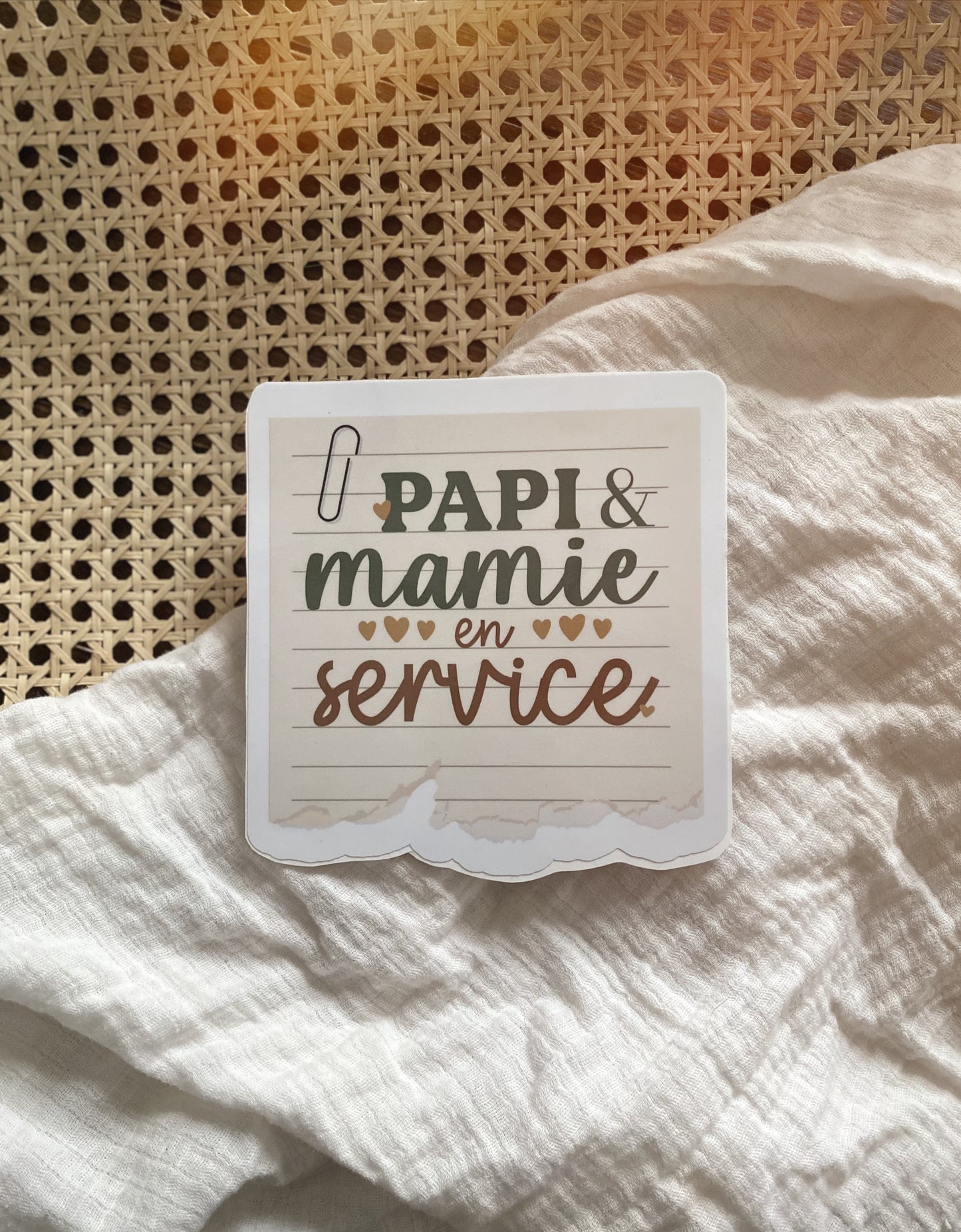 Autocollant voiture « Papi et mamie en service »