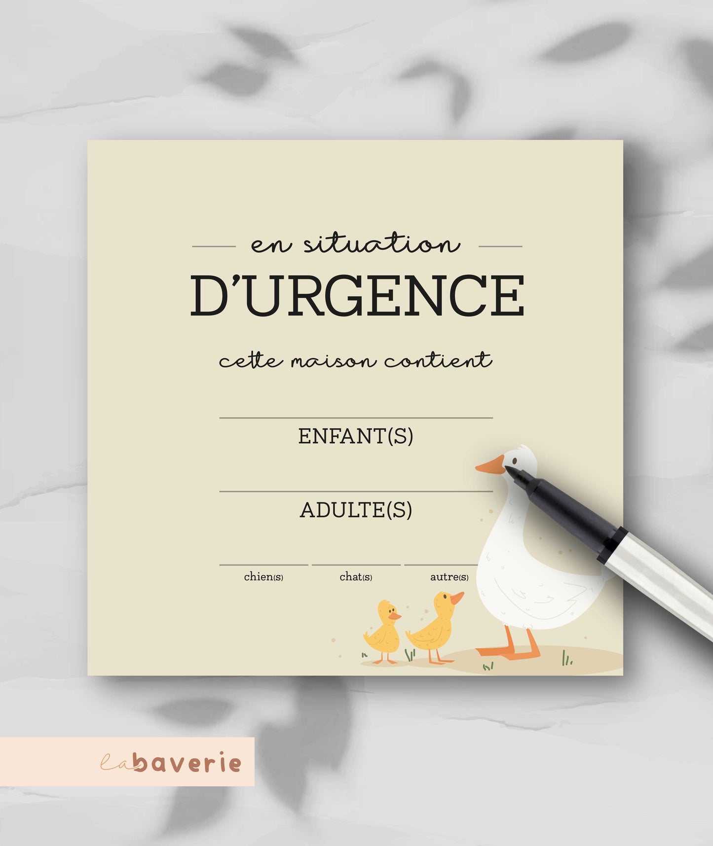 Autocollant d'urgence