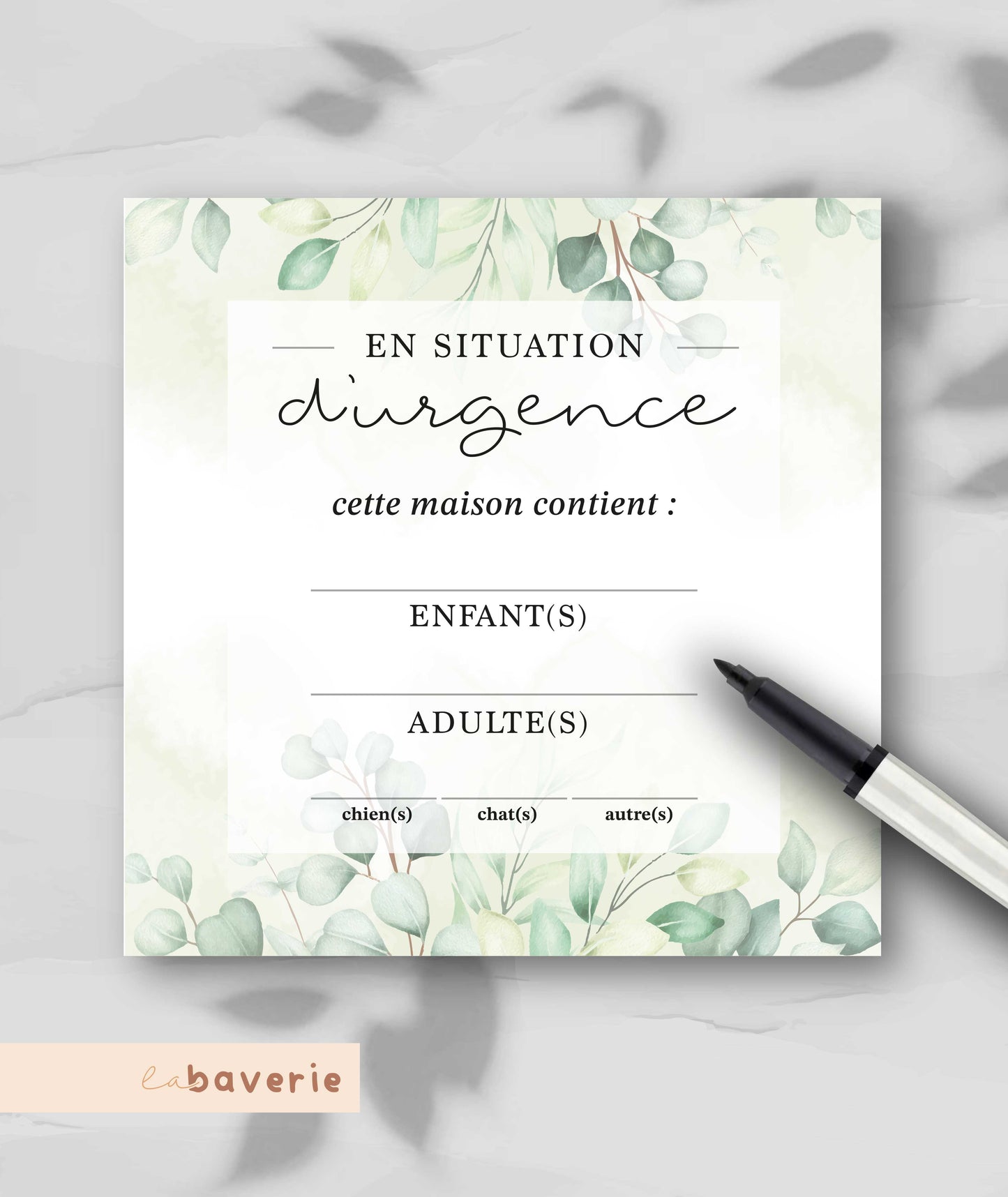 Autocollant d'urgence