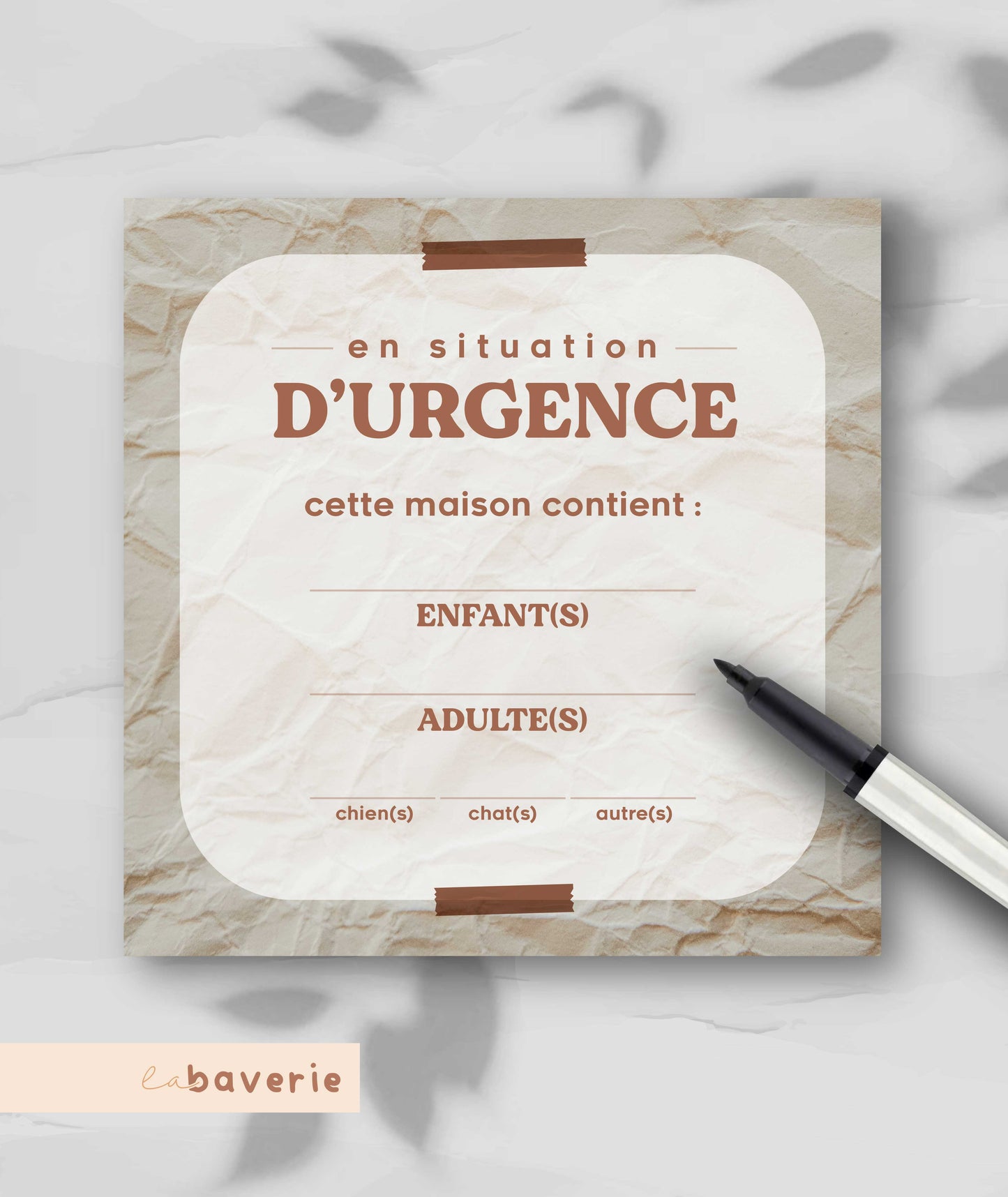 Autocollant d'urgence