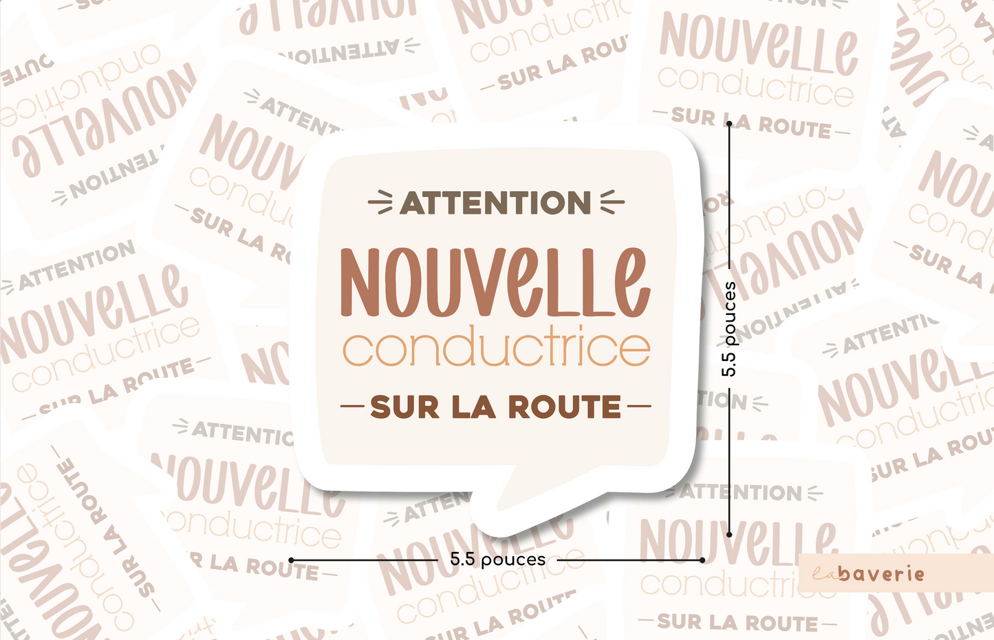 Autocollant voiture « Attention nouvelle conductrice »