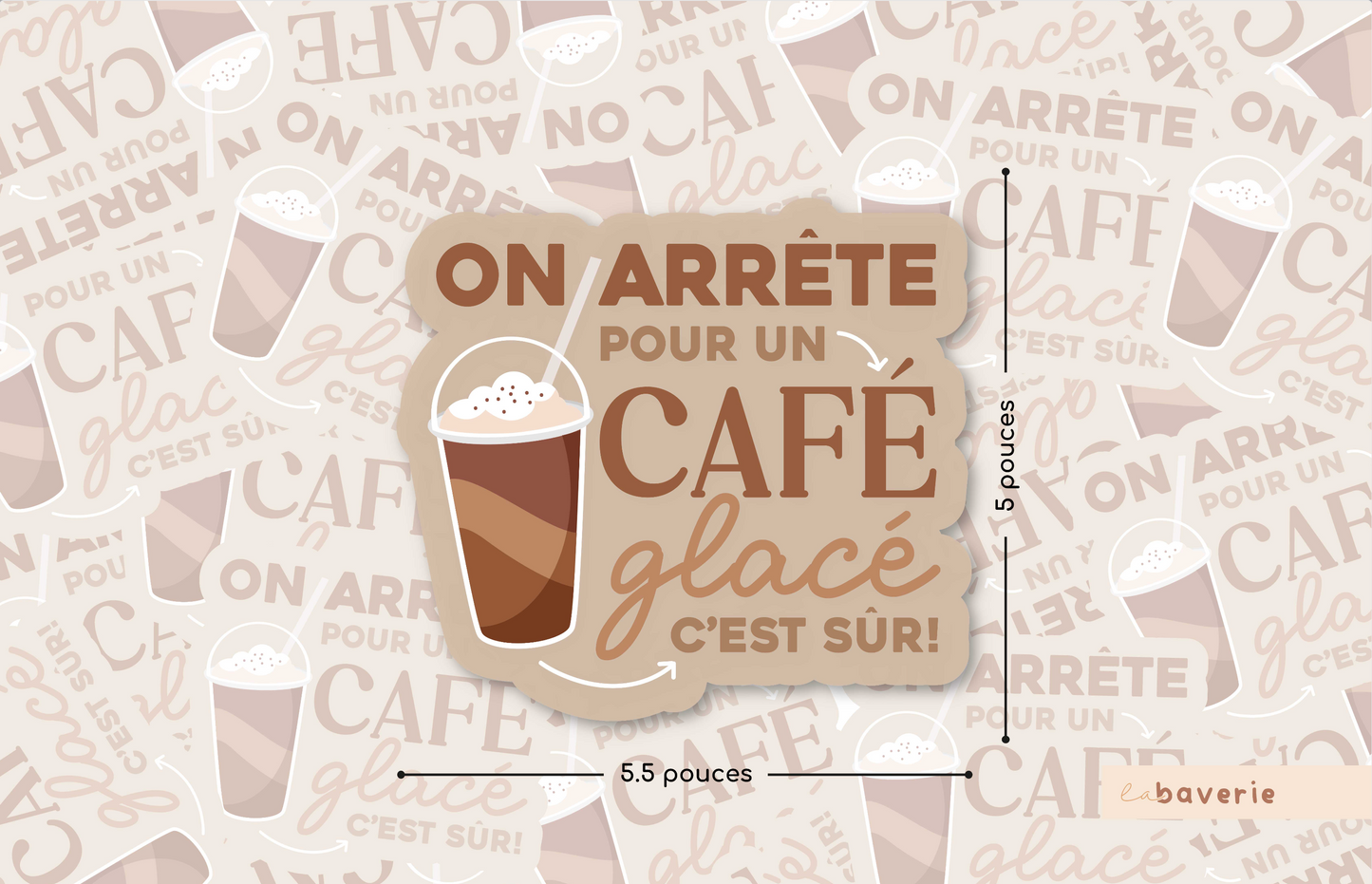 Autocollant voiture « On arrête pour un café glacé »