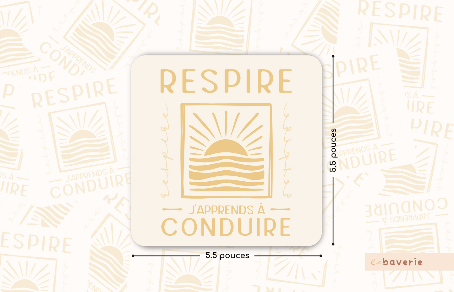 Autocollant voiture « Respire j'apprends à conduire »