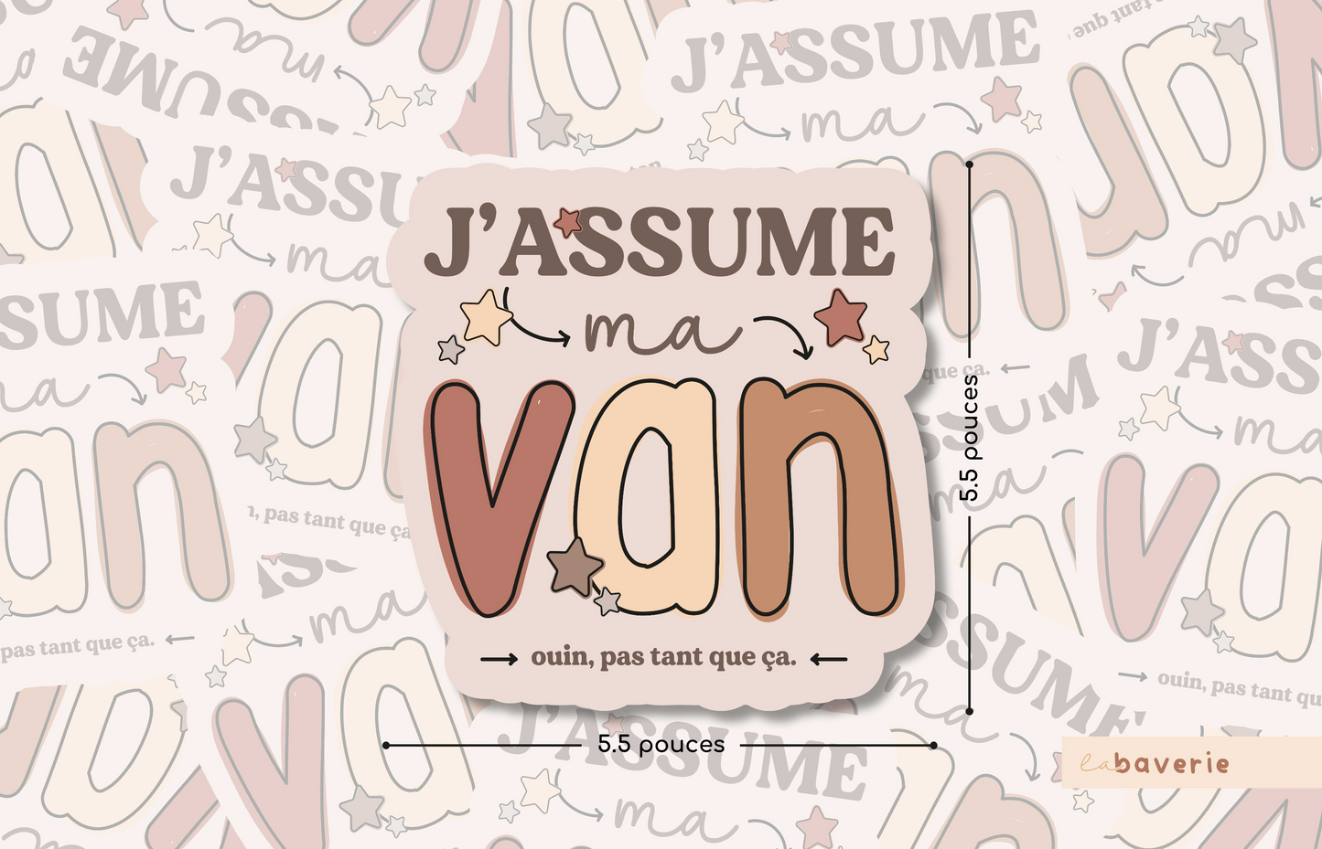 Autocollant voiture « J'assume ma van »