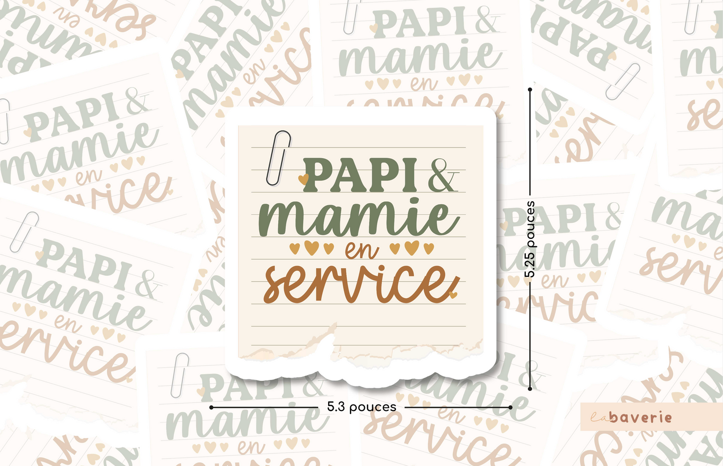 Autocollant voiture « Papi et mamie en service »