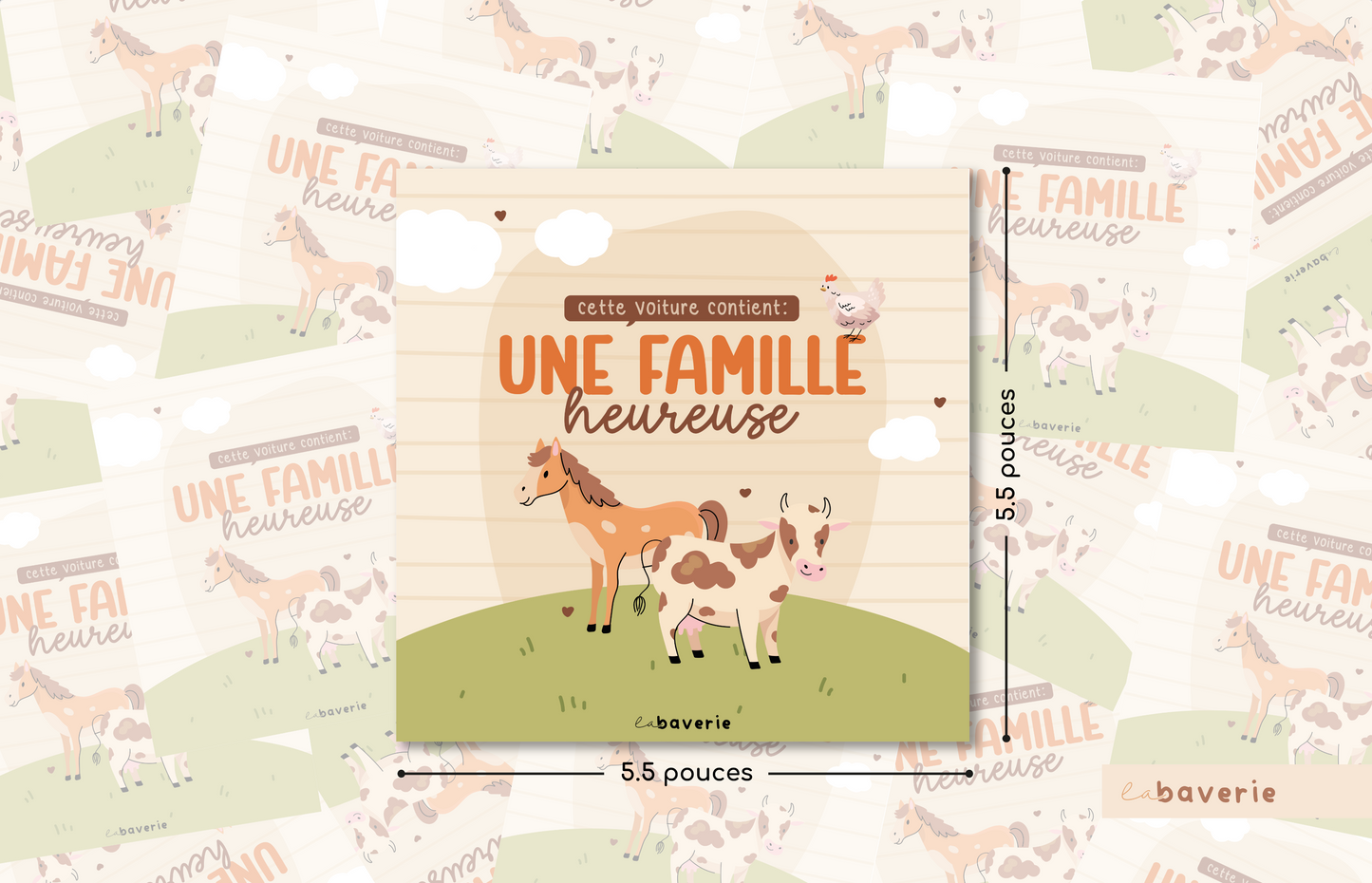 Autocollant voiture « Cette voiture contient : Une famille heureuse »