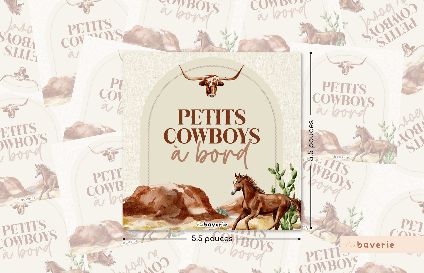 Autocollant voiture « Petits Cowboys à bord »