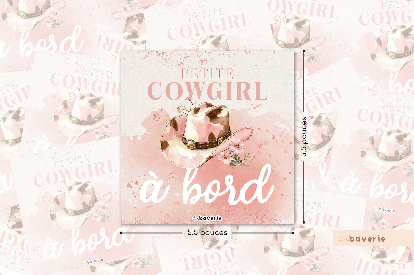 Autocollant voiture « Petite cowgirl à bord »