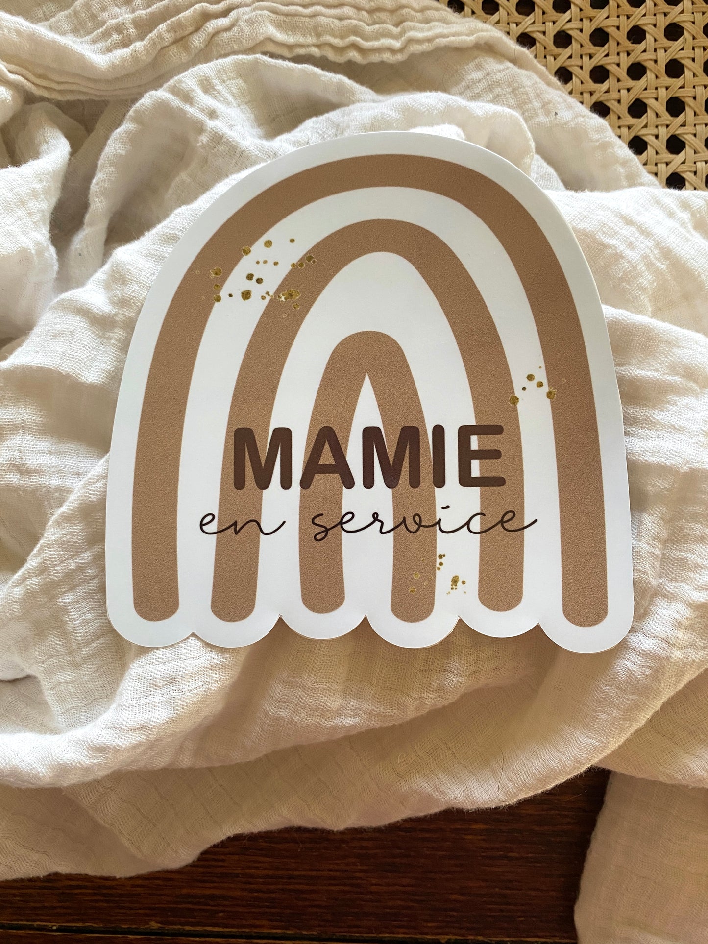 Autocollant voiture « Mamie en service »