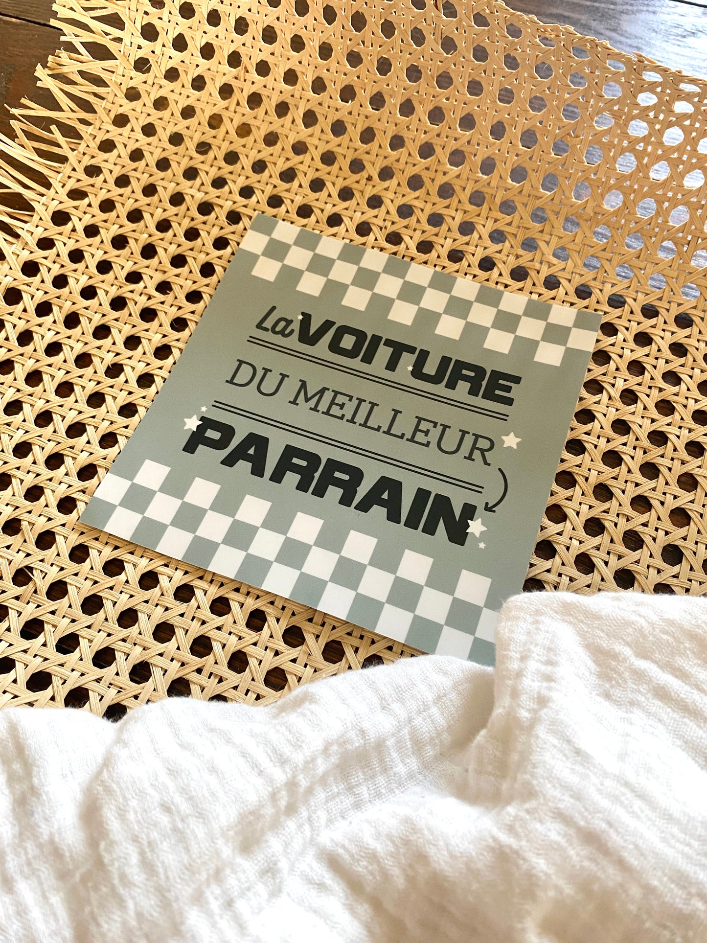 Autocollant voiture « La voiture du meilleur parrain »