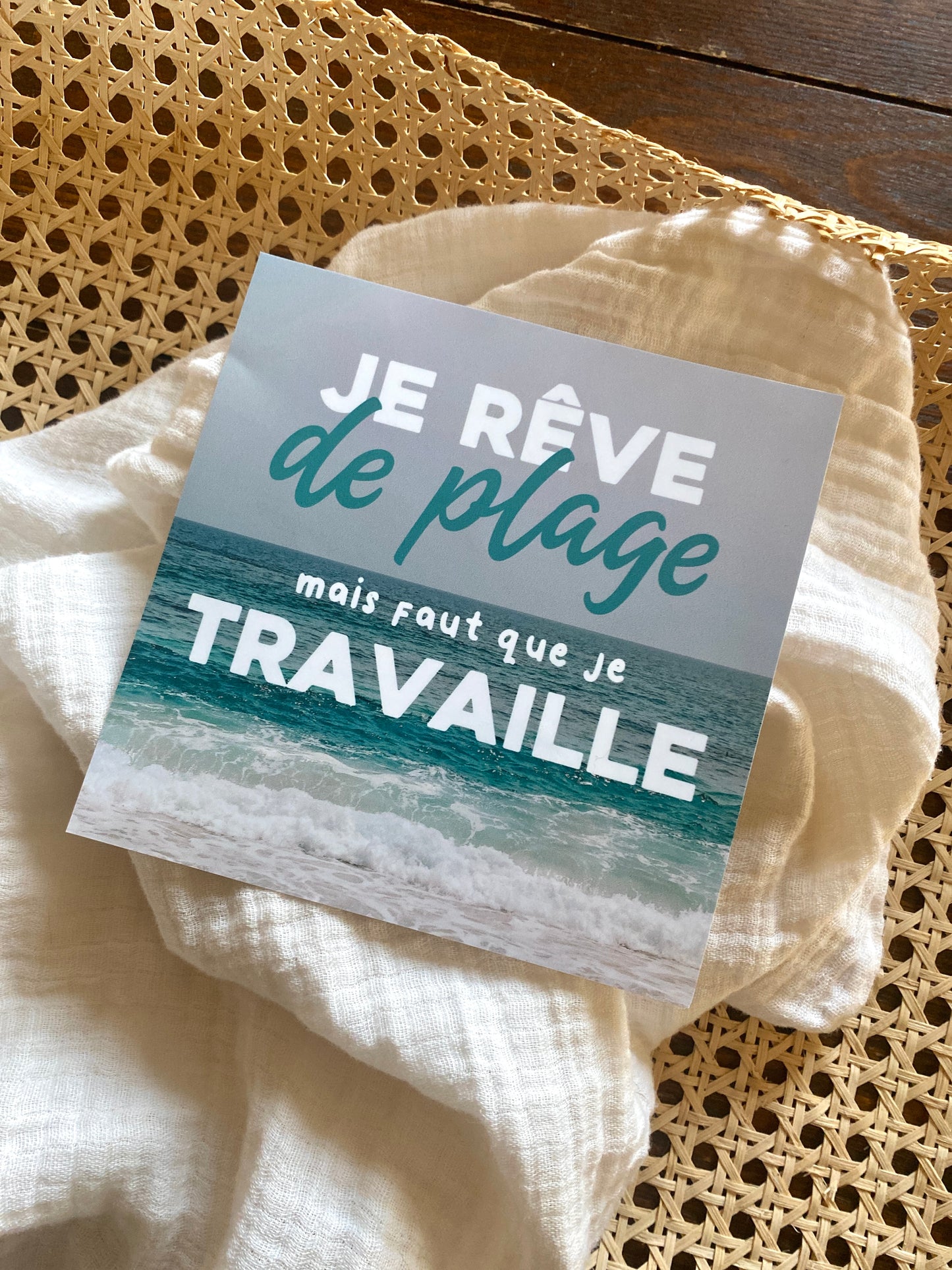 Autocollant voiture « Je rêve de plage »