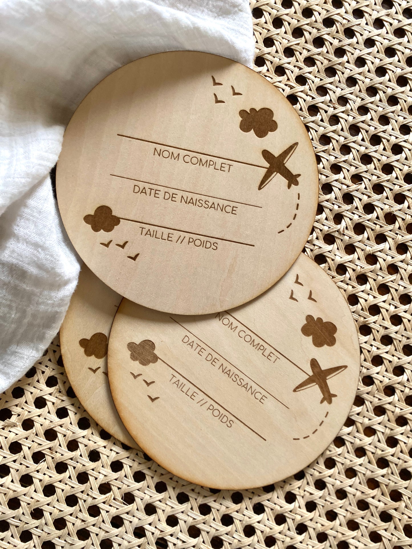 Pastille de naissance Ronde avion