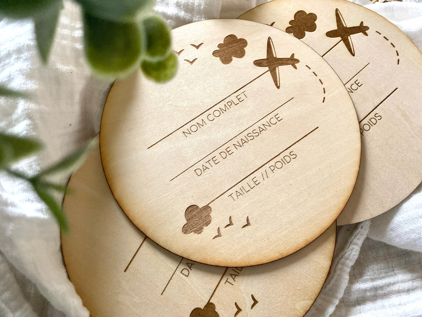 Pastille de naissance Ronde avion