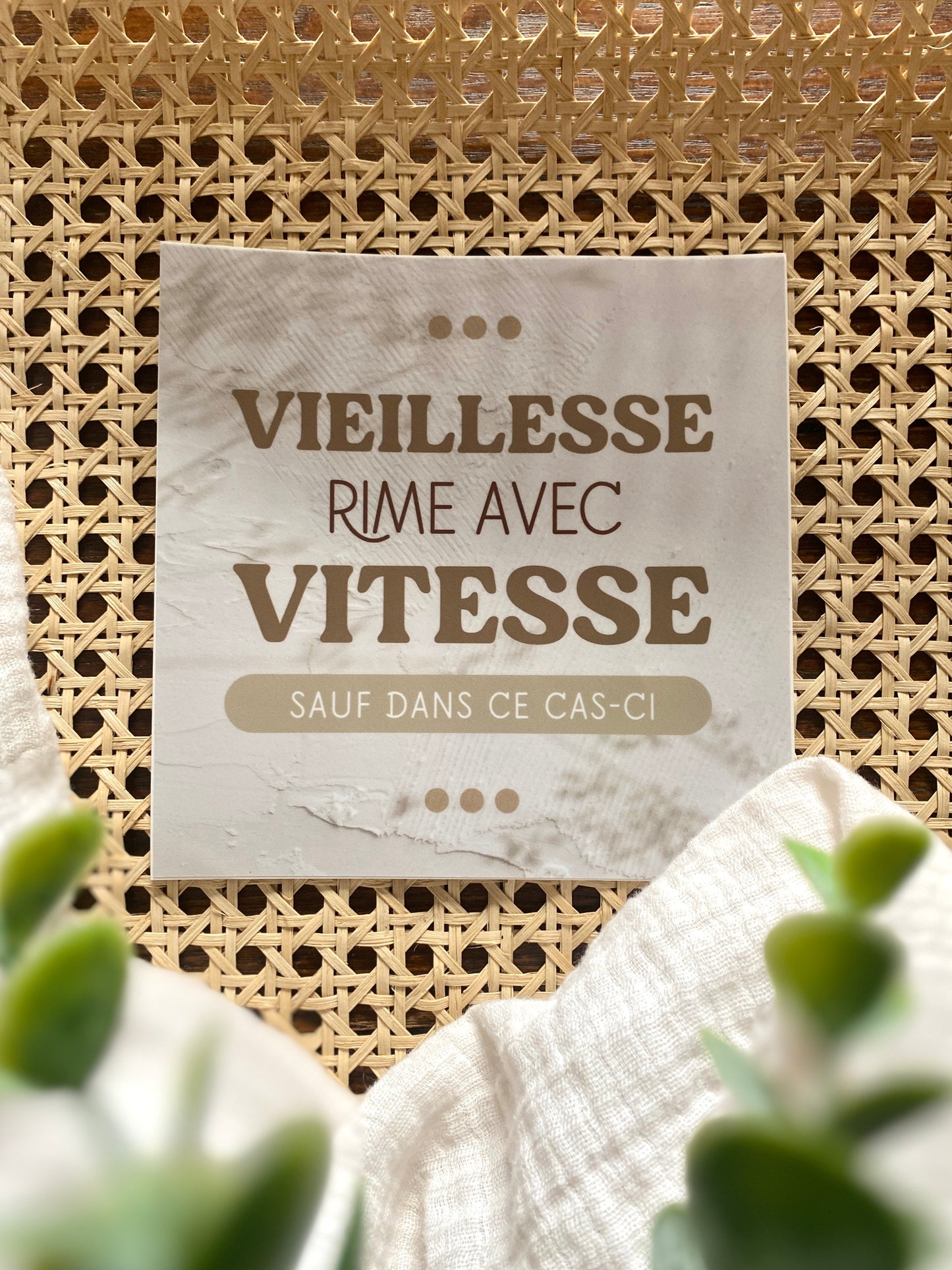Autocollant voiture « Vieillesse rime avec vitesse »