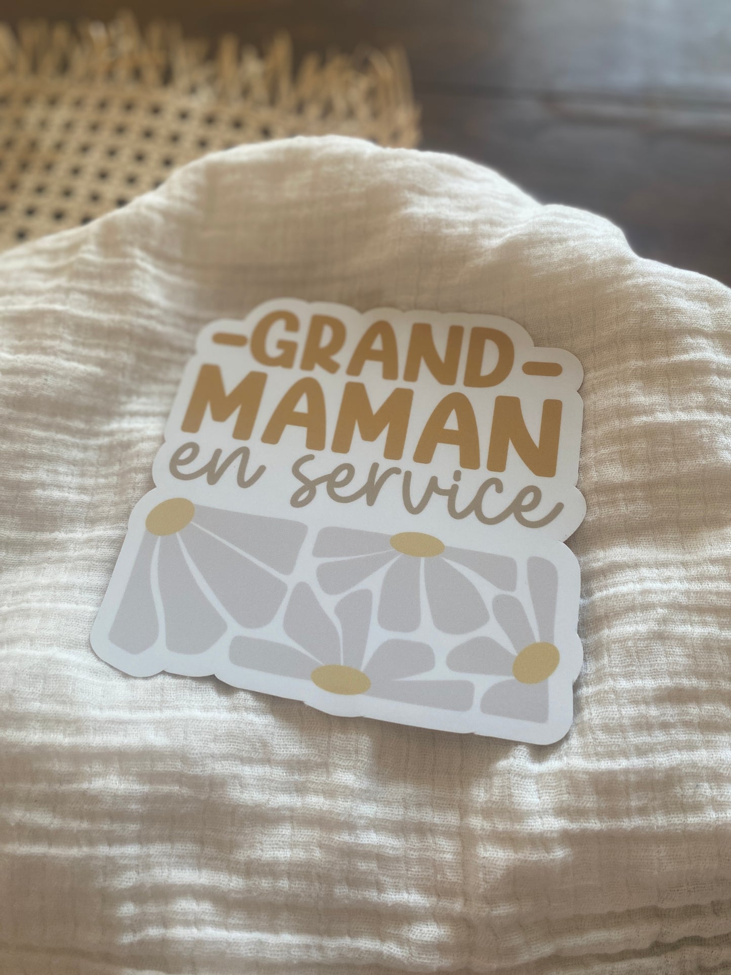 Autocollant voiture « Grand-maman en service »