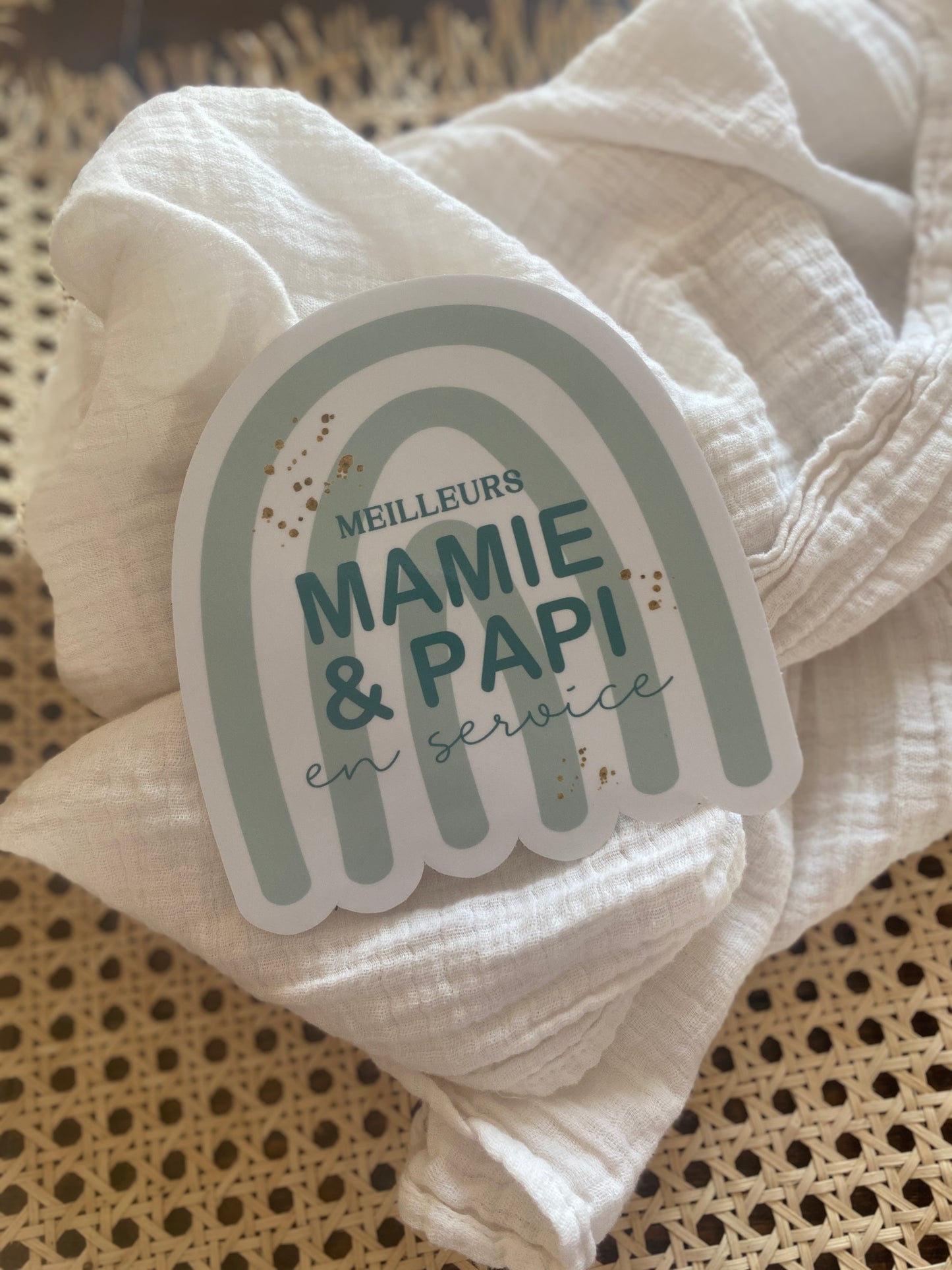 Autocollant voiture « Mamie et papi en service »