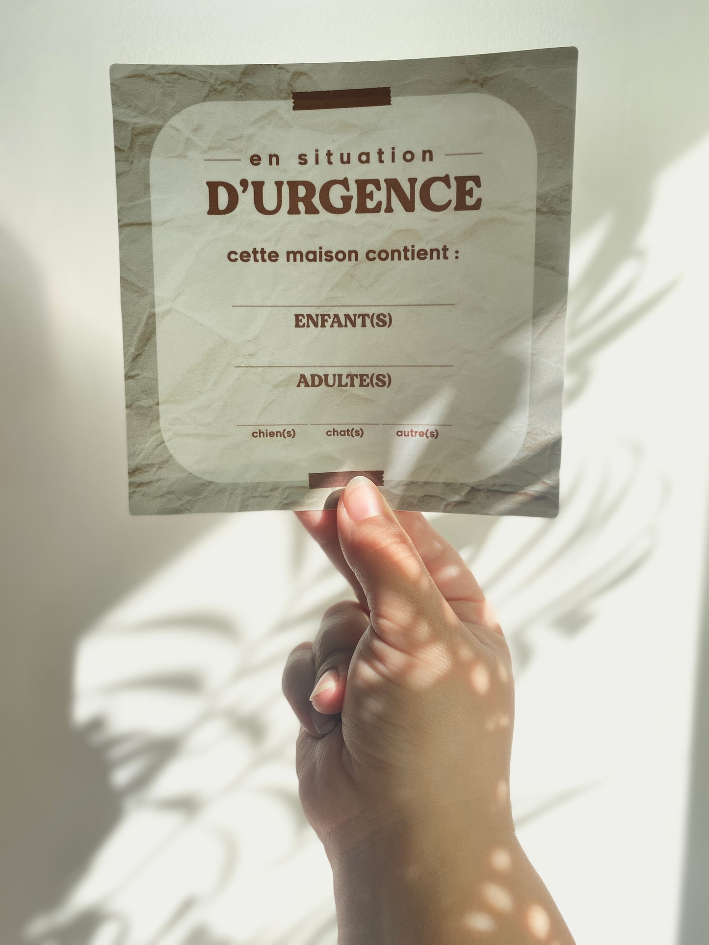 Autocollant d'urgence