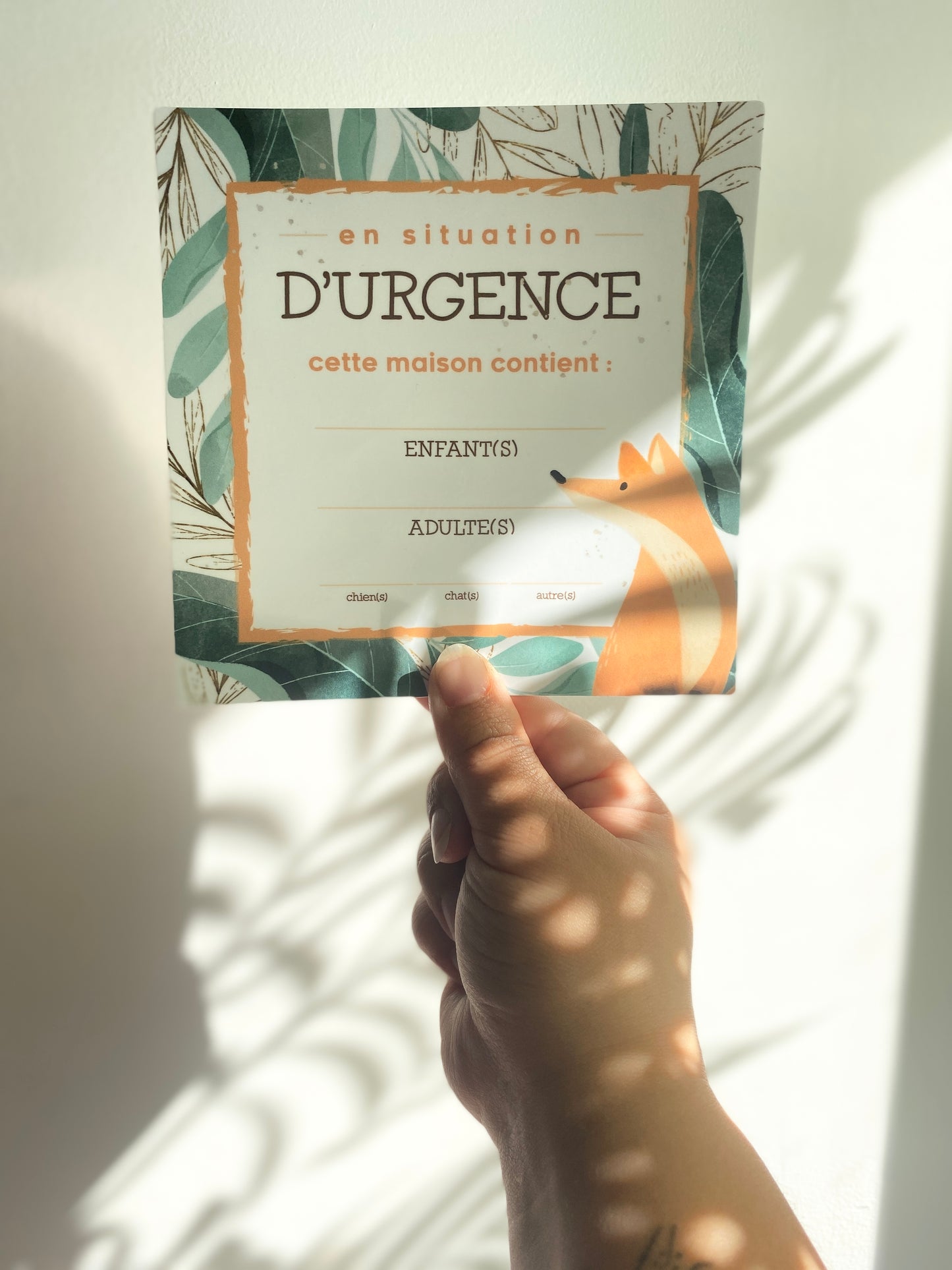 Autocollant d'urgence