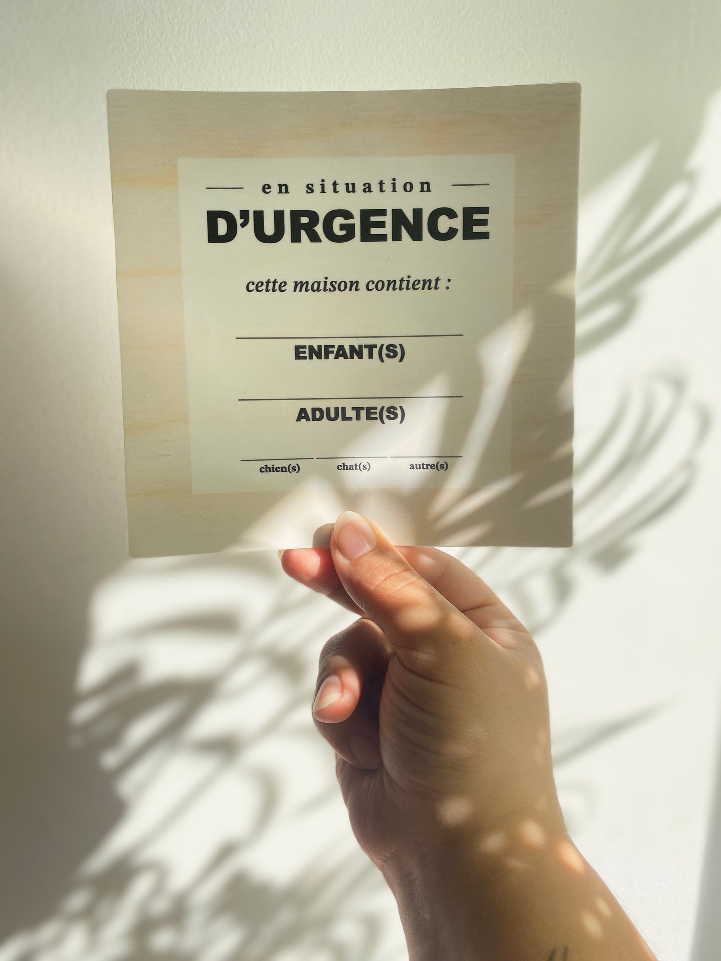 Autocollant d'urgence