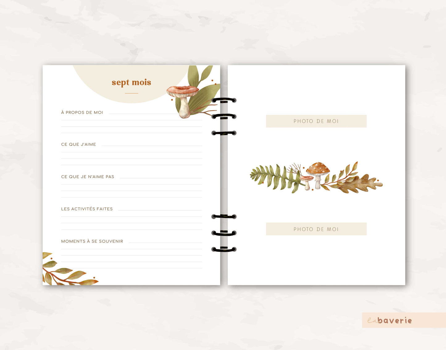 Livre de naissance à anneaux Champignons des bois