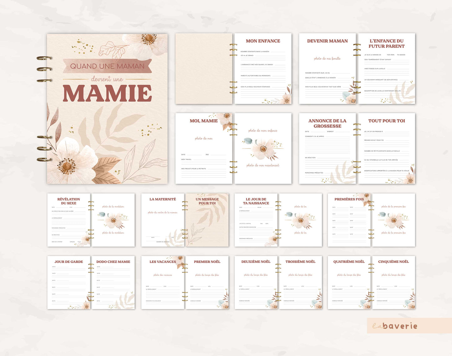 Livre de naissance à anneaux pour Mamie