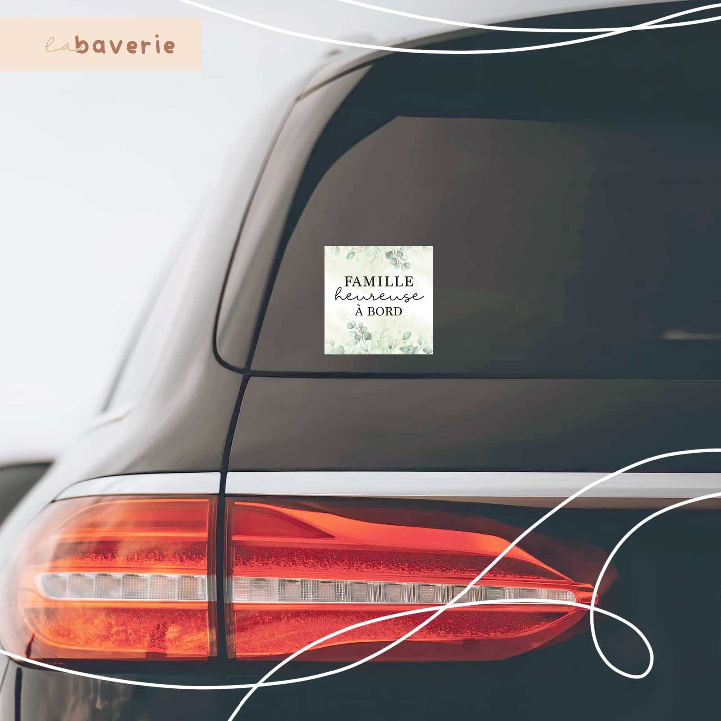 Autocollant voiture « Famille heureuse à bord »