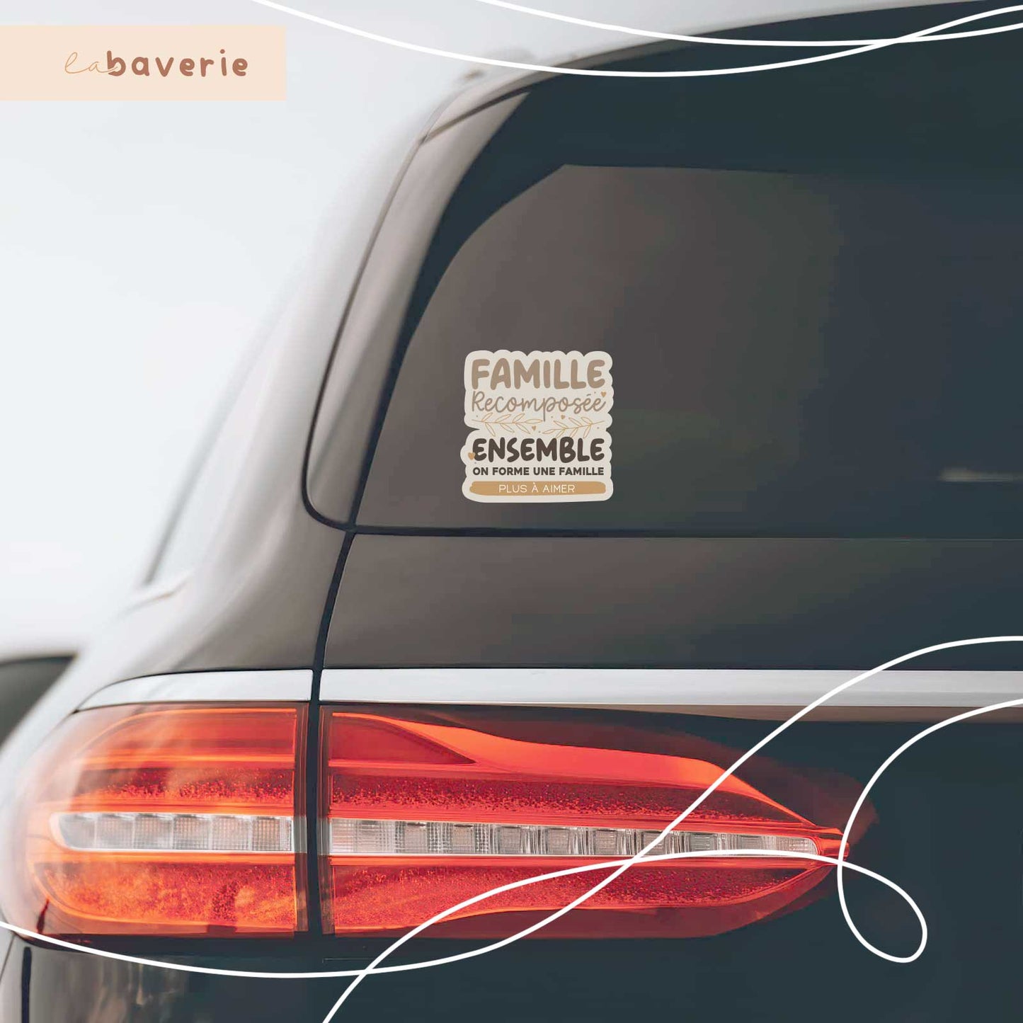 Autocollant voiture « Famille recomposée »