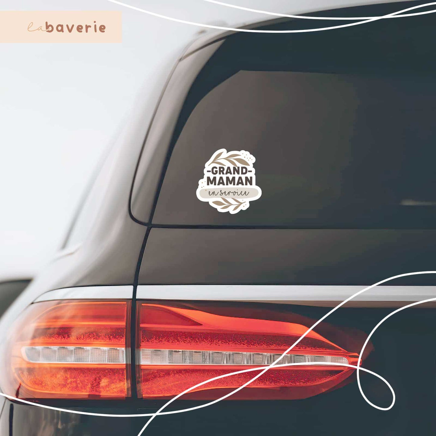 Autocollant voiture « Grand-maman en service »