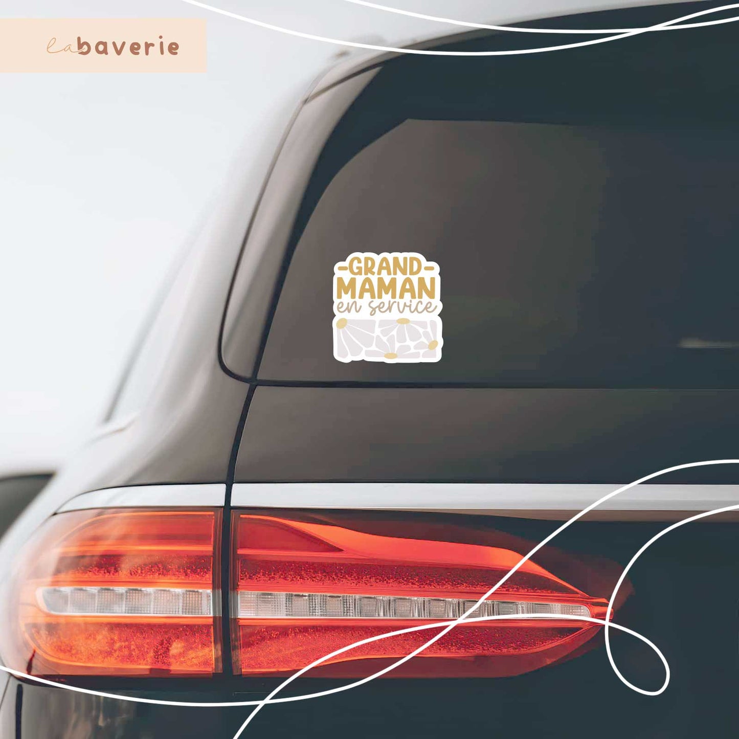 Autocollant voiture « Grand-maman en service »