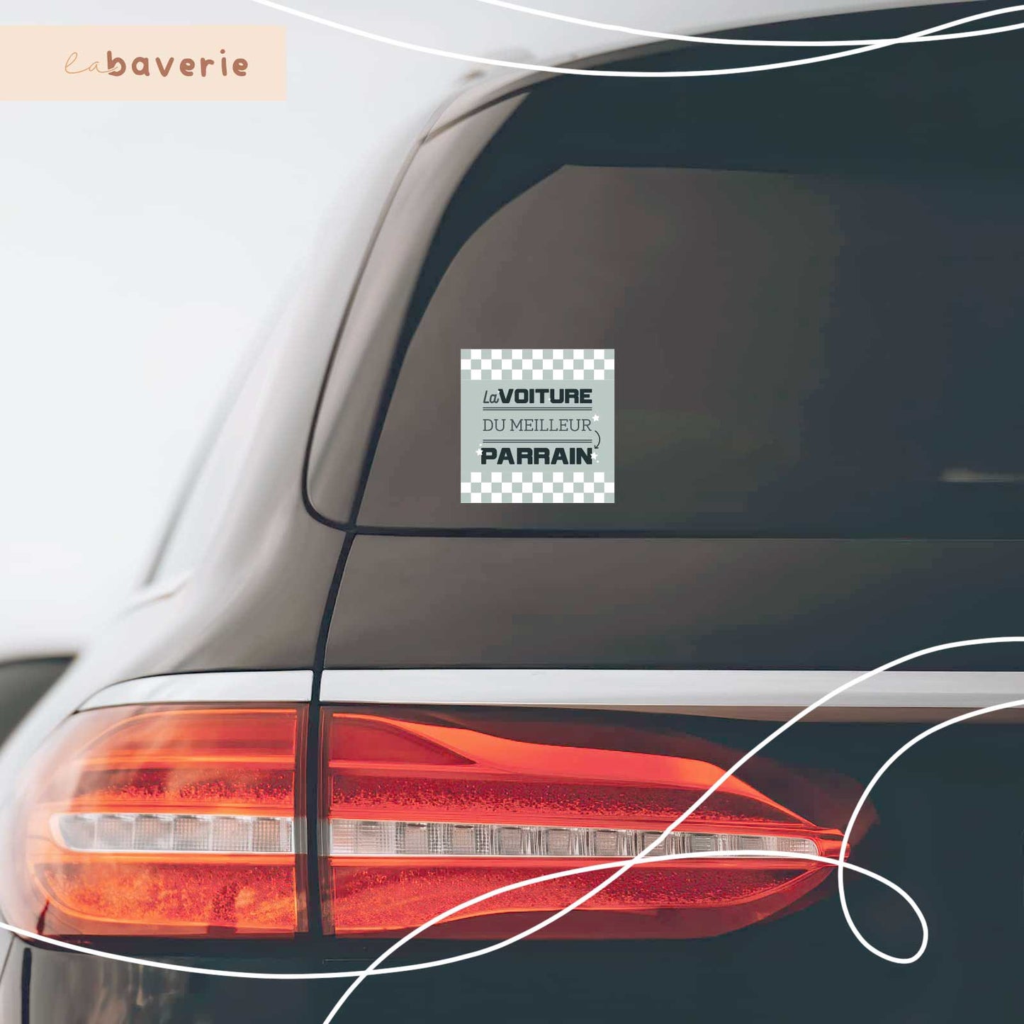Autocollant voiture « La voiture du meilleur parrain »