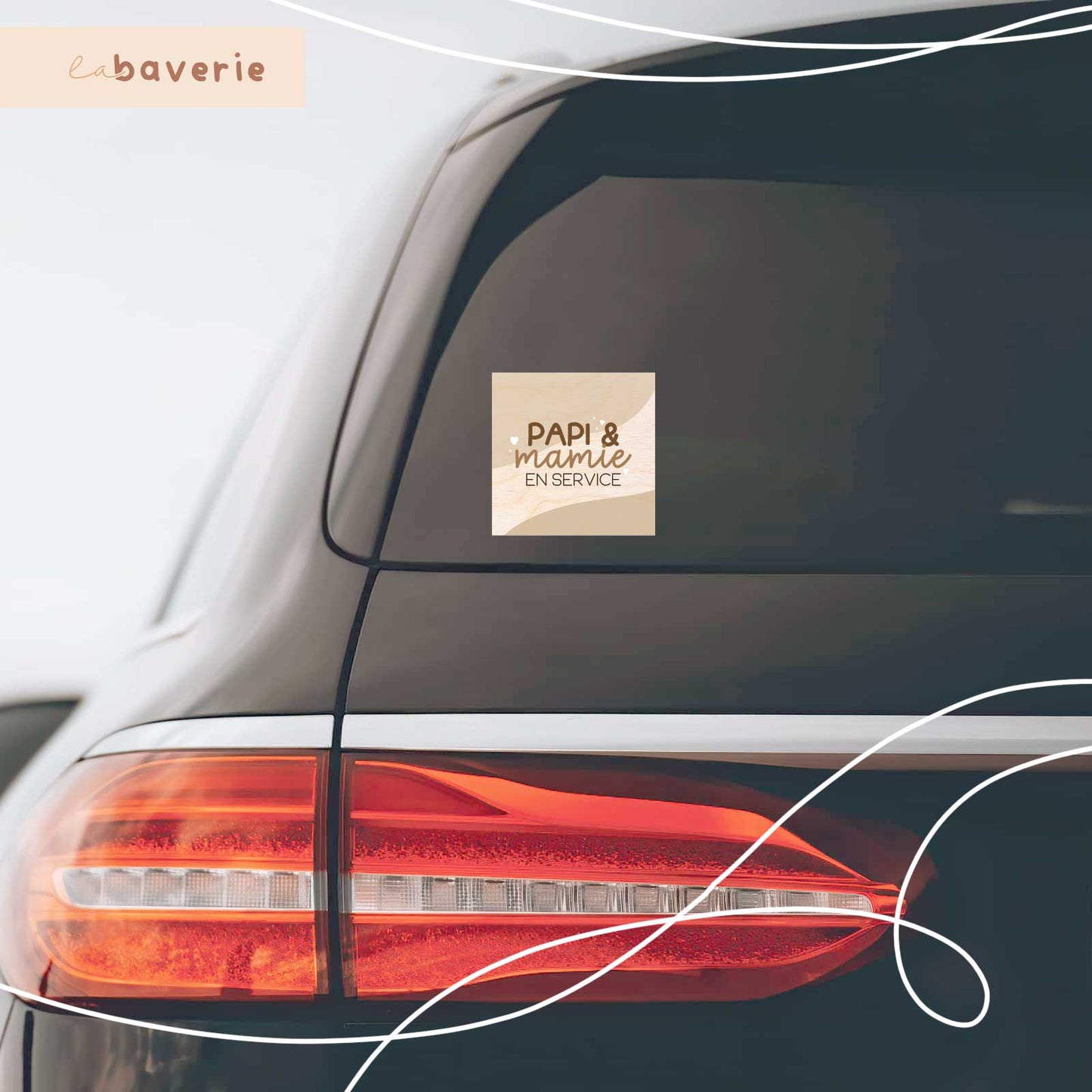 Autocollant voiture « Papi et mamie en service »