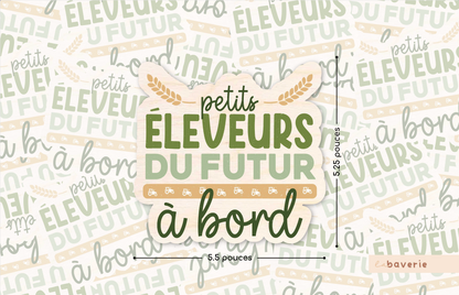 Autocollant voiture « Petits éleveurs du futur à bord »