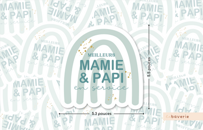 Autocollant voiture « Mamie et papi en service »