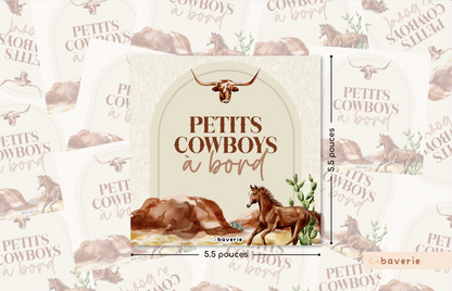 Autocollant voiture « Petits Cowboys à bord »