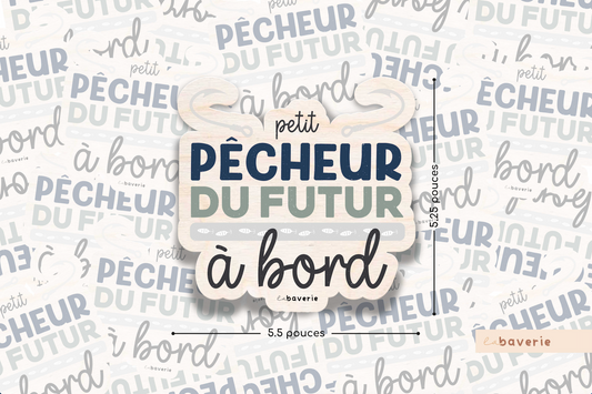 Autocollant voiture « Petit pêcheur du futur à bord »