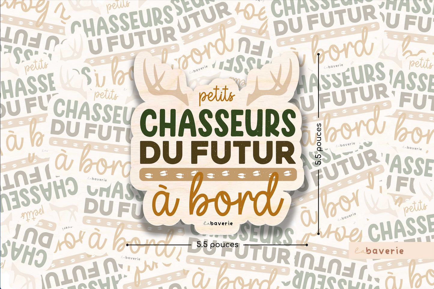 Autocollant voiture « Petits chasseurs du futur à bord »