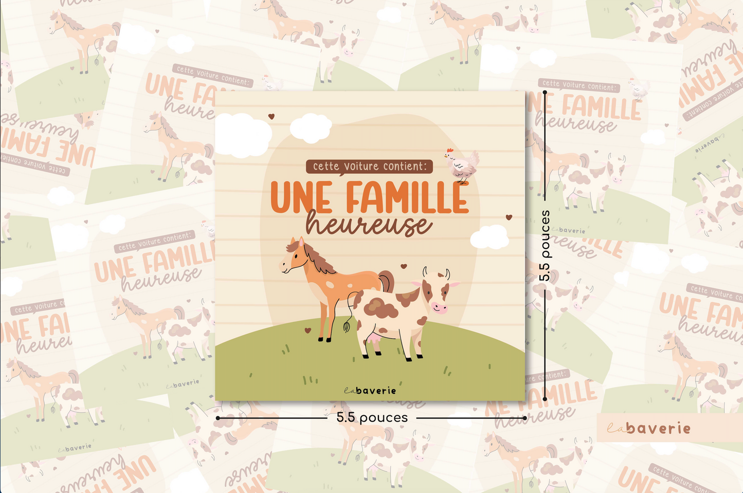 Autocollant voiture « Cette voiture contient : Une famille heureuse »