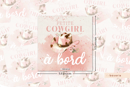 Autocollant voiture « Petite cowgirl à bord »