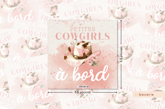Autocollant voiture « Petites cowgirls à bord »