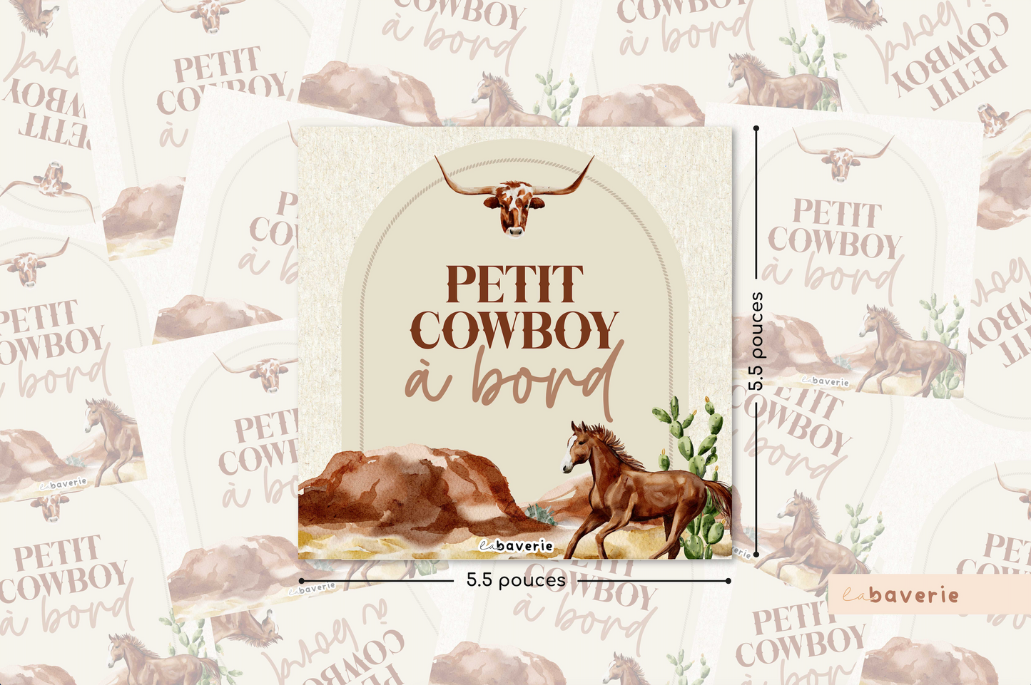 Autocollant voiture « Petit cowboy à bord »