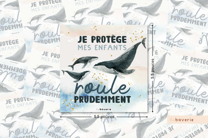 Autocollant voiture « Je protège mes enfants, roule prudemment »