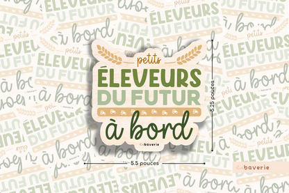 Autocollant voiture « Petits éleveurs du futur à bord »
