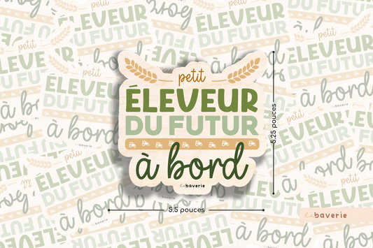 Autocollant voiture « Petit éleveur du futur à bord »