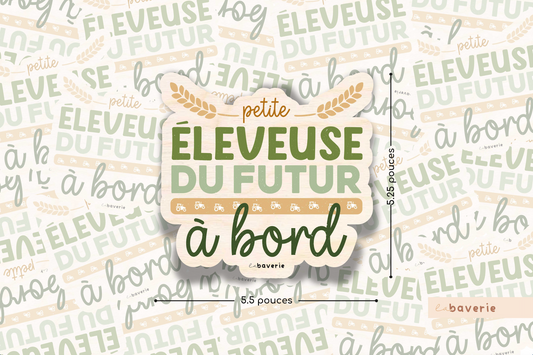 Autocollant voiture « Petite éleveuse du futur à bord »