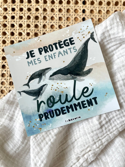 Autocollant voiture « Je protège mes enfants, roule prudemment »