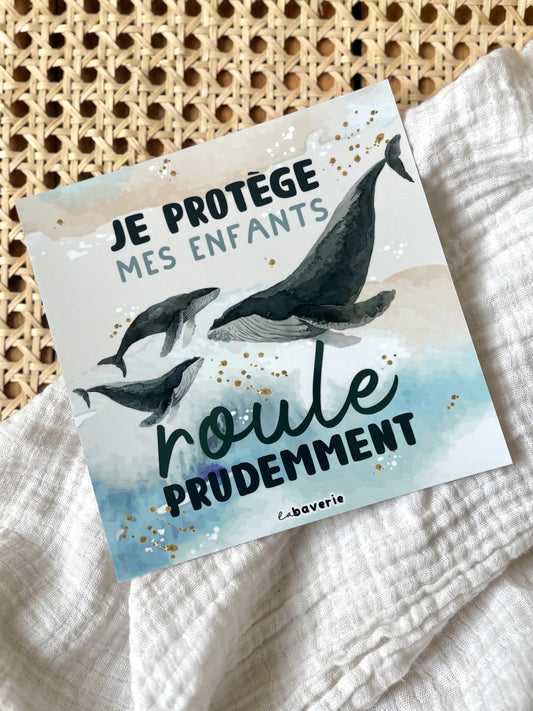 Autocollant voiture « Je protège mes enfants, roule prudemment »