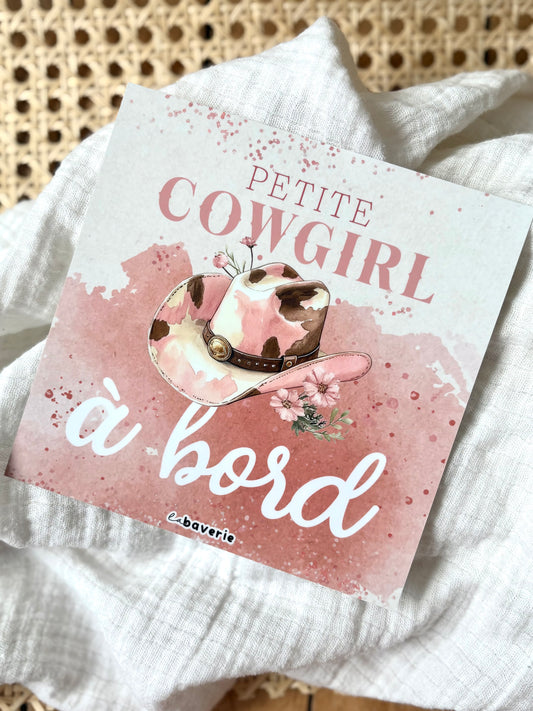 Autocollant voiture « Petite cowgirl à bord »