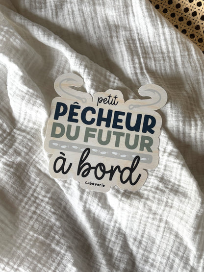 Autocollant voiture « Petit pêcheur du futur à bord »