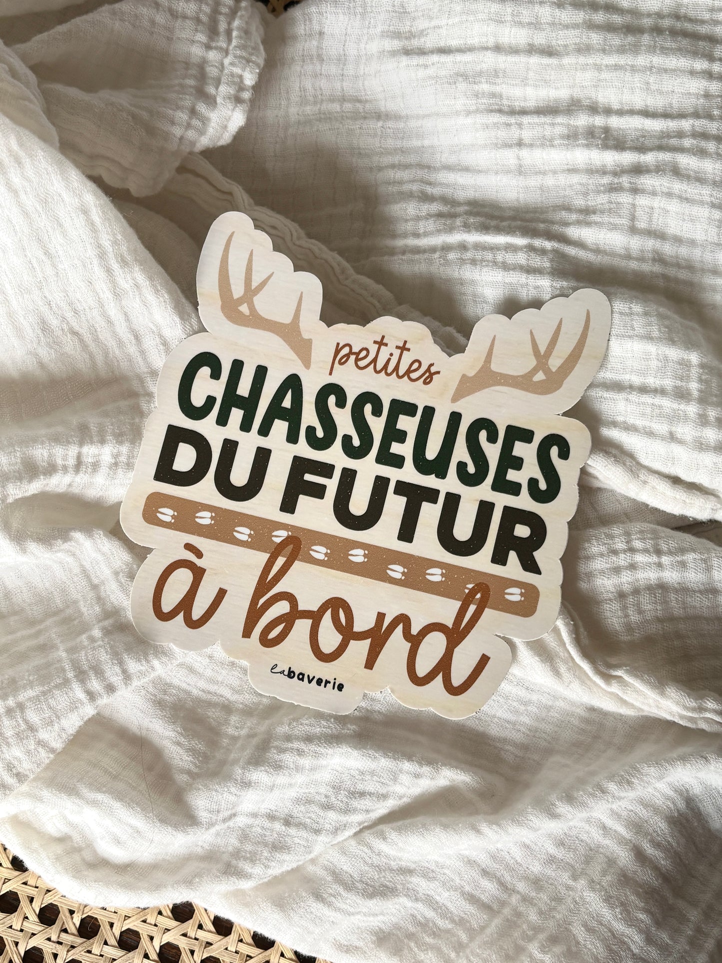 Autocollant voiture « Petites chasseuses du futur à bord »