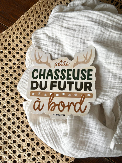 Autocollant voiture « Petite chasseuse du futur à bord »
